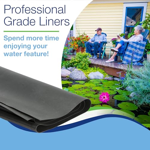 Aquascape PRO Grade 45 MIL EPDM Fish-Safe Pond Liner, 10 x 25 feet, 250 sq ft, Black