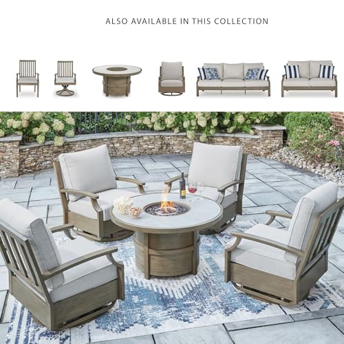 Signature Design by Ashley Outdoor Propane Gas Fire Pit Table, 48 in Round