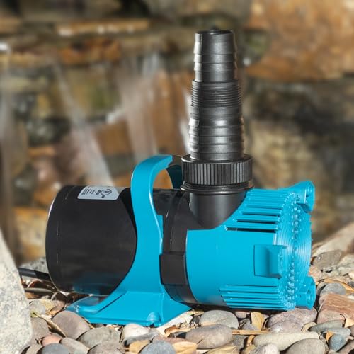 Alpine Corporation 5600 GPH Vortex Submersible Water Pump 20 Ft Cord for Ponds, Fountains and Water Circulations, Quiet Operation Vertical/Horizontal, 22.5 Ft Lift 324 Watts, Black/Teal