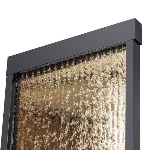 Alpine Corporation 72" Bronze Mirror Waterfall Fountain with LED Lights