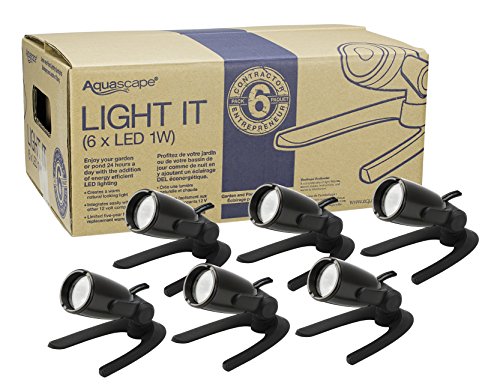 Aquascape 1-Watt LED Spotlight 6-Pack, Submersible Outdoor Pond and Landscape Lighting, Energy-Efficient Waterproof Spot Lights, 84045