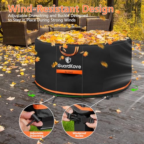 GuardKove [Upgraded 1000D Heavy Duty Fabric] 48 inch Fire Pit Cover Round