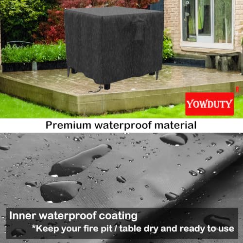 YOWDUTY Propane Gas Fire Pit Table Cover Square 30 x 30 x 25 Inch