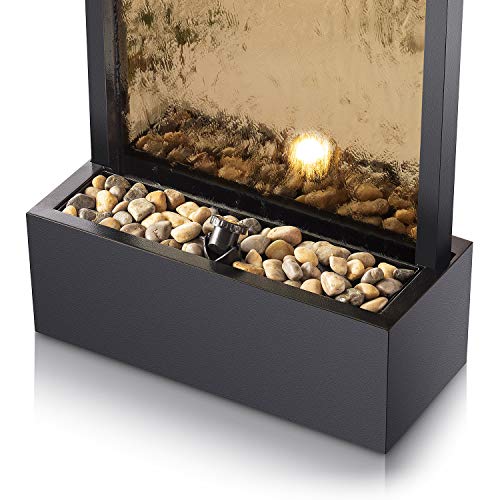 Alpine Corporation 72" Bronze Mirror Waterfall Fountain with LED Lights