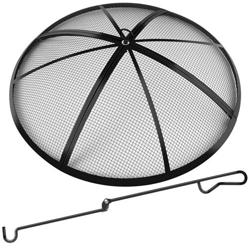 Fire Pit Spark Screen, Fire Pit Screen 36 Inch Round with Handle &amp; Poker