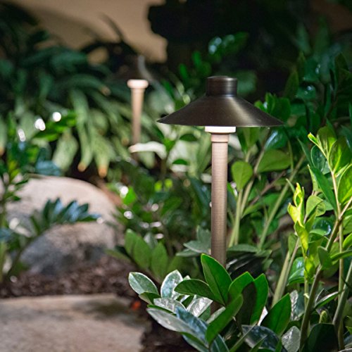 Aquascape Path and Area LED Landscape Light, Hat Top Design, Durable Brass, Antique Bronze Finish, 3-Watt, Low Voltage LVL | 84063