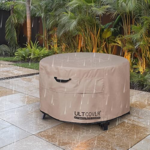 ULTCOVER Waterproof Round Patio Fire Pit Table Cover 36 inch