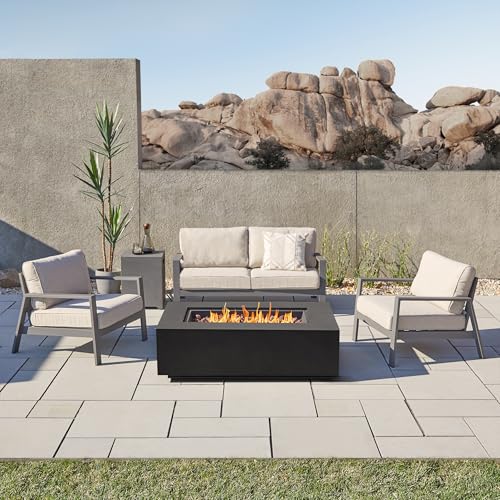Real Flame Aegean 50in Rectangle Propane or Natural Gas Fire Pit Table - Black