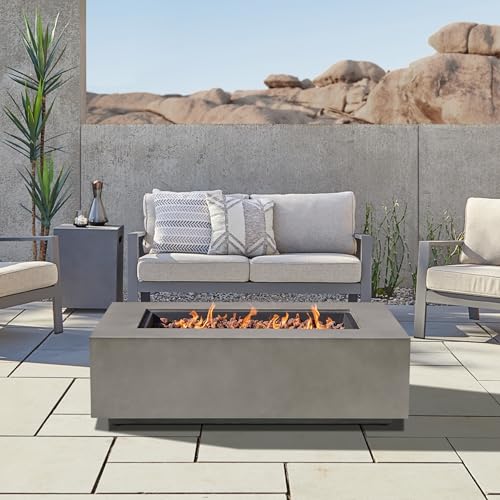 Real Flame Aegean 50in Rectangle Propane or Natural Gas Fire Pit Table - Mist Gray