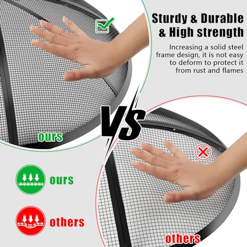 Fire Pit Spark Screen, Fire Pit Screen 36 Inch Round with Handle & Poker