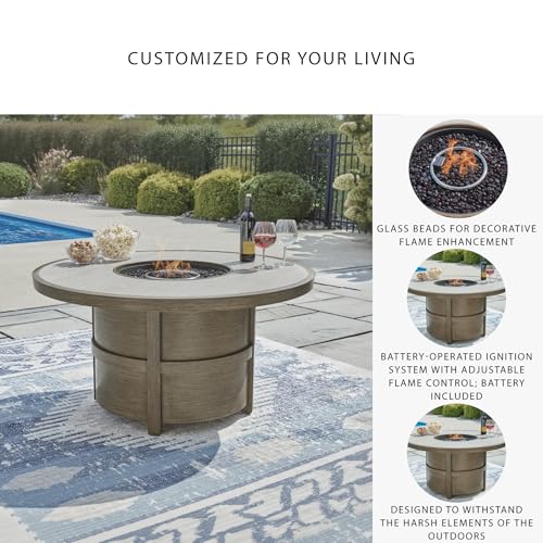 Signature Design by Ashley Outdoor Propane Gas Fire Pit Table, 48 in Round
