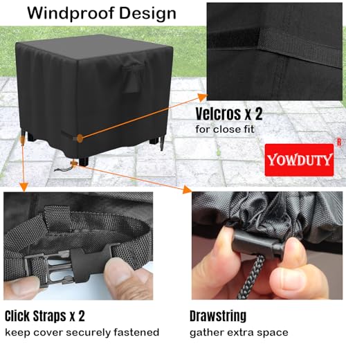 YOWDUTY Propane Gas Fire Pit Table Cover Square 30 x 30 x 25 Inch