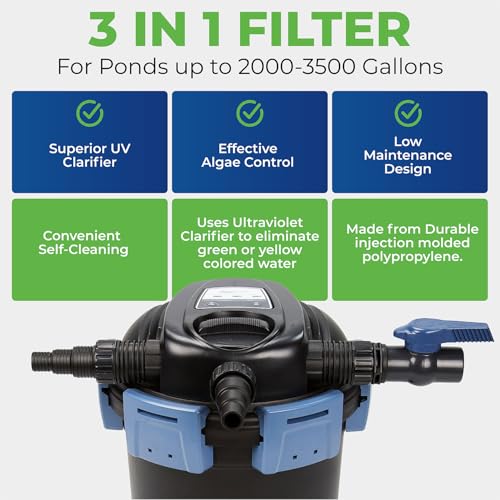 Aquascape 95054 UltraKlean 3500 Biological Pressure Filter with 28 Watt UV Clarifier Sterilizer, 5,200 GPH,Black