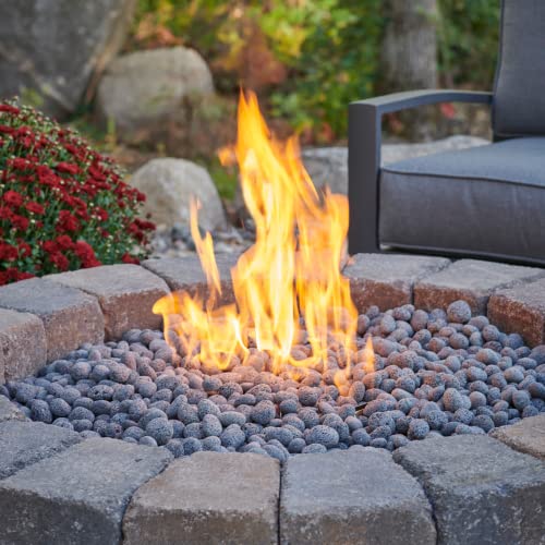 Outdoor GreatRoom Co Propane Fire Pit Kit - 52 Inch Round Bronson DIY Bonfire Gas Fire Pits for Outside Patio - Includes 84 Stone Paver Blocks, 42" Firepit Burner, Tumbled Lava Rock, 105,000 BTU