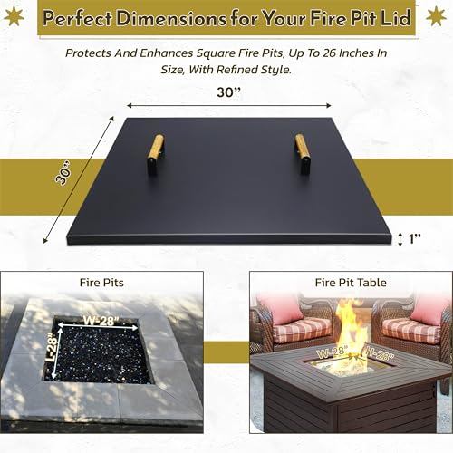 FEBTECH - 30" Square Fire Pit Snuffer Lid - Steel Lid for 28" FirePit