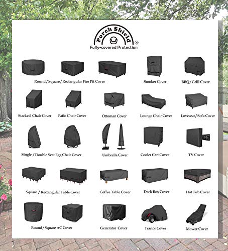 Porch Shield 600D Round Patio Fire Pit Table Cover 36 inch, Black