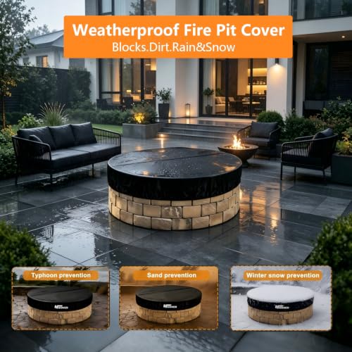 Heavy Duty 1200D Round Fire Pit Cover for In-Ground Fire Pits,46-51 Inch