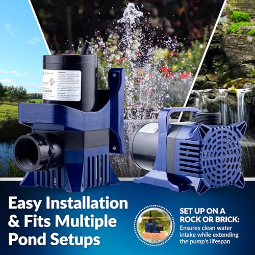 Alpine Corporation PAL3100 | 3100 GPH Submersible Water Pump with 33-ft Cord — Quiet 276W Motor, 21.5-ft Lift — Multi-Angle Flow for Ponds, Waterfalls & Fountains — Durable & Efficient