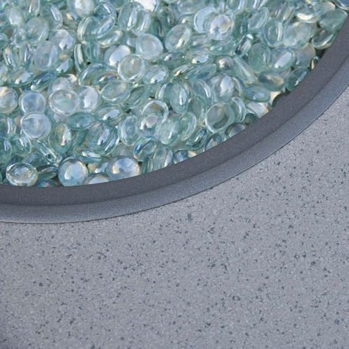 Outdoor GreatRoom Co Propane Fire Pit Table - Stonefire Gas Fire Pits for Outside Patio - 31" Round Composite Firepit Fire Table, Matching Tabletop Cover, Aluminum Frame Mesh Base, 55,000 BTU - Grey