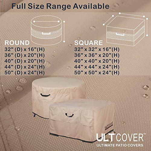 ULTCOVER Waterproof Round Patio Fire Pit Table Cover 36 inch