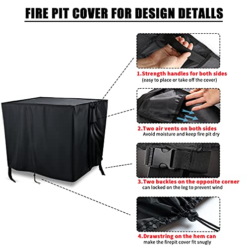 Youlvy Rectangular Fire Pit Cover for Firepit Table, 60 x 28 x 17 Inch