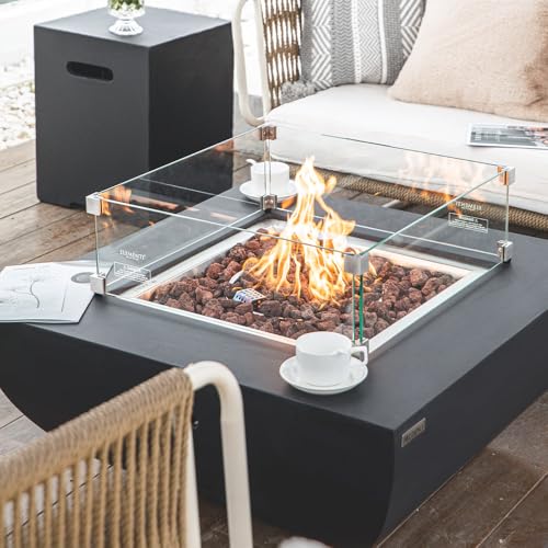 Modeno Aurora Natural Gas Fire Pit Table Cast Concrete 34 x 34-in