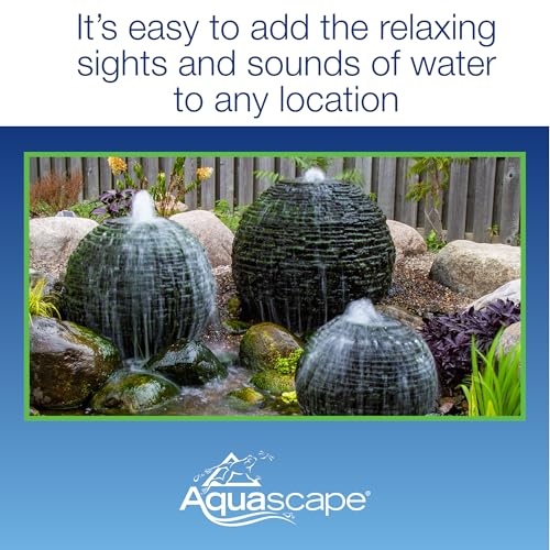 Aquascape Stacked Slate Sphere Water Fountain and Installation Kit for Yard, Landscape, and Garden, Medium, 78290