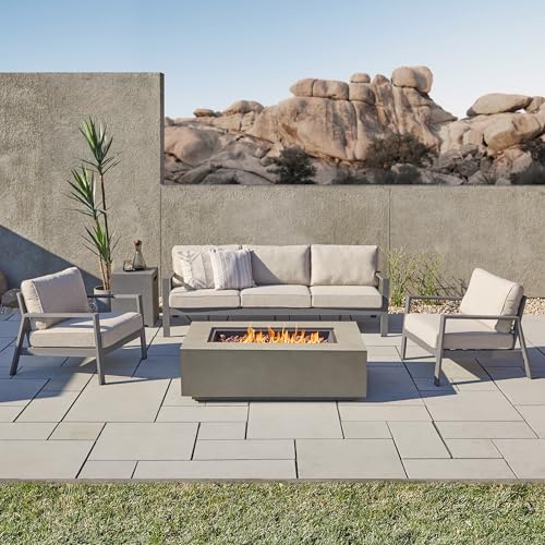 Real Flame Aegean 50in Rectangle Propane or Natural Gas Fire Pit Table - Mist Gray