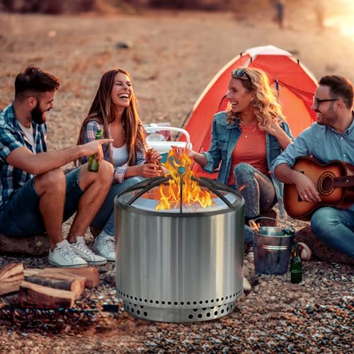 Fire Pit Spark Screen, Fire Pit Screen 36 Inch Round with Handle & Poker