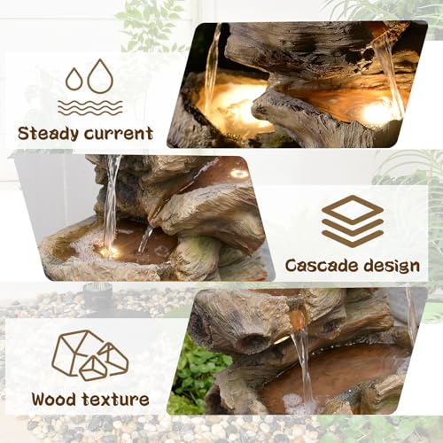 Sunlinua 40H Realistic Tree Cascading Outdoor Water Fountain with 5 Tiers