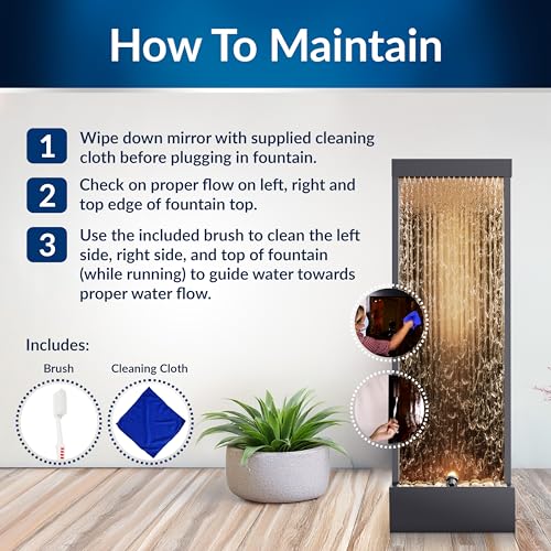 Alpine Corporation 72" Bronze Mirror Waterfall Fountain with LED Lights