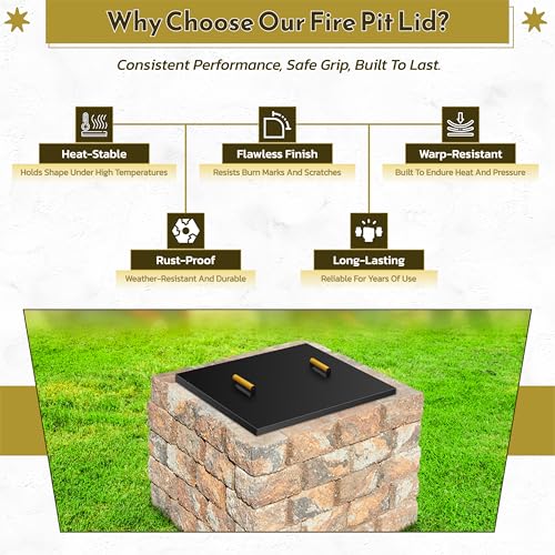 FEBTECH - 30" Square Fire Pit Snuffer Lid - Steel Lid for 28" FirePit