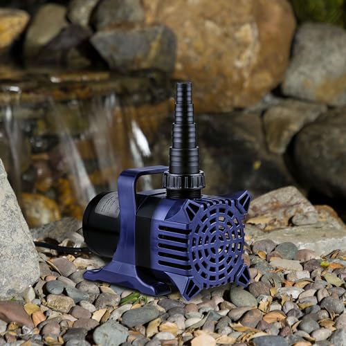 Alpine Corporation PAL5200 | 5200 GPH Submersible Water Pump with 33-ft Cord — Quiet 426W Motor, 25-ft Lift — Multi-Angle Flow for Ponds, Waterfalls & Fountains — Durable & Efficient (Blue)