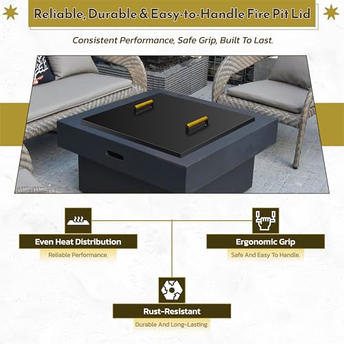FEBTECH - 30" Square Fire Pit Snuffer Lid - Steel Lid for 28" FirePit