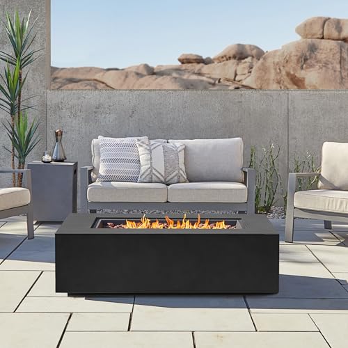 Real Flame Aegean 50in Rectangle Propane or Natural Gas Fire Pit Table - Black