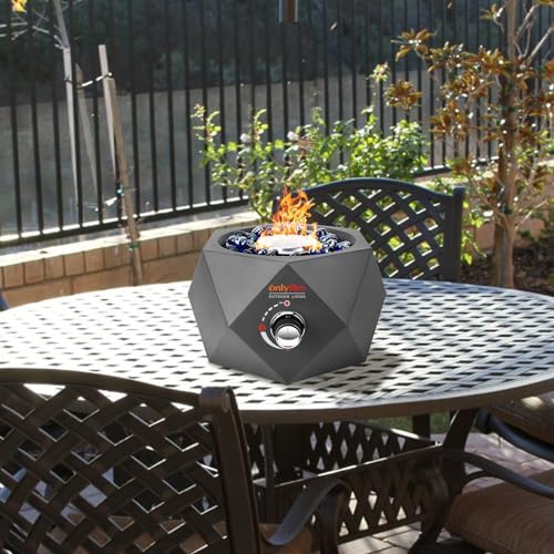 14" Modern Gas Fire Pit Side-Mounted, Tabletop Fireplace