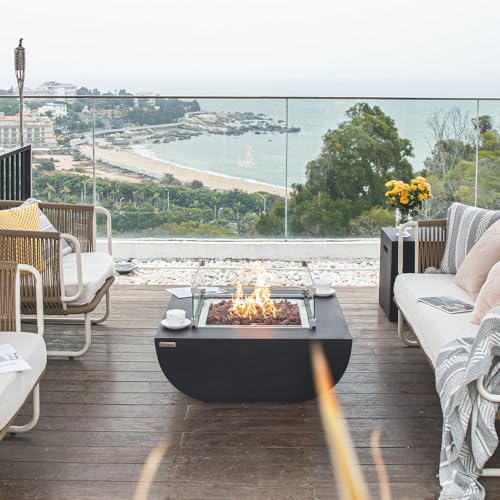 Modeno Aurora Natural Gas Fire Pit Table Cast Concrete 34 x 34-in