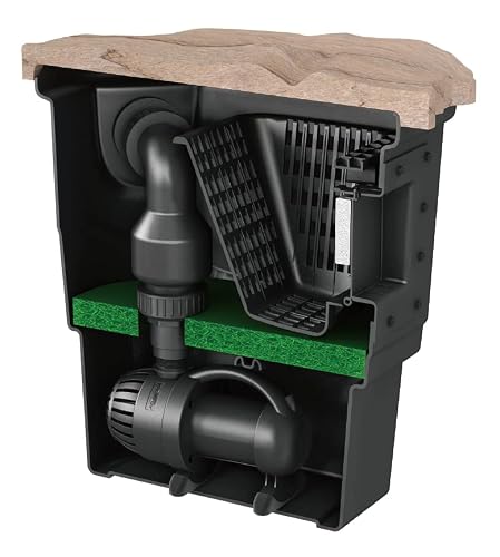 Aquascape Signature Series 400 Pond Skimmer, Surface Debris Removal with Rigid Basket and Filter Mat, Heavy-Duty Construction, Includes Faux Rock Lid, for Ponds Up to 400 sq. ft.,43021