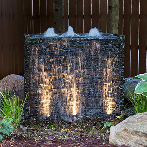 Aquascape Stacked Slate Spillway Wall Landscape Fountain Kit with Aquabasin and Ultra Pump, 32-inch | 78269