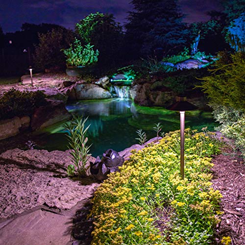 Aquascape Path and Area LED Landscape Light, Hat Top Design, Durable Brass, Antique Bronze Finish, 3-Watt, Low Voltage LVL | 84063
