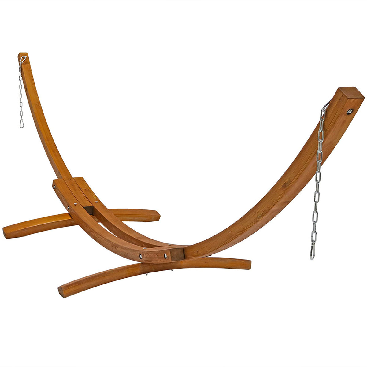 Sunnydaze Double Quilted Fabric Hammock with 13-Foot Curved Arc Wood Stand - 400-Pound Capacity - Sandy Beach