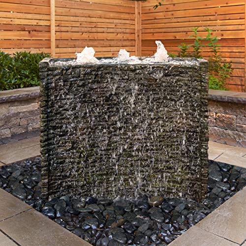 Aquascape Stacked Slate Spillway Wall Landscape Fountain Kit with Aquabasin and Ultra Pump, 32-inch | 78269