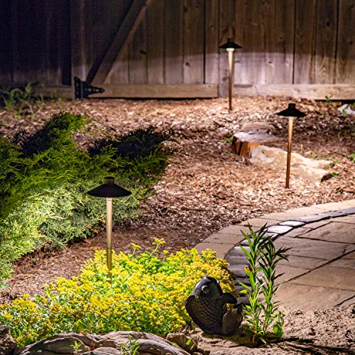 Aquascape Path and Area LED Landscape Light, Hat Top Design, Durable Brass, Antique Bronze Finish, 3-Watt, Low Voltage LVL | 84063