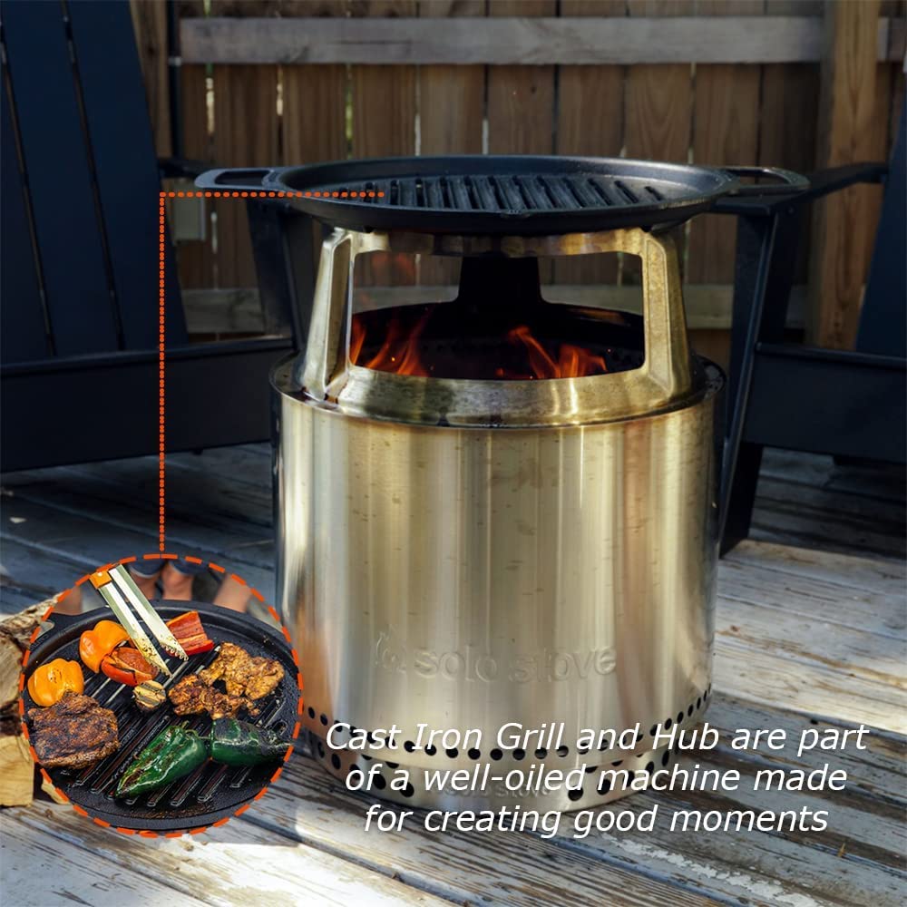 Solo Stove Bonfire Cast Iron Grill Cooking Bundle 2.0 | Smokeless Fire Pit Grill