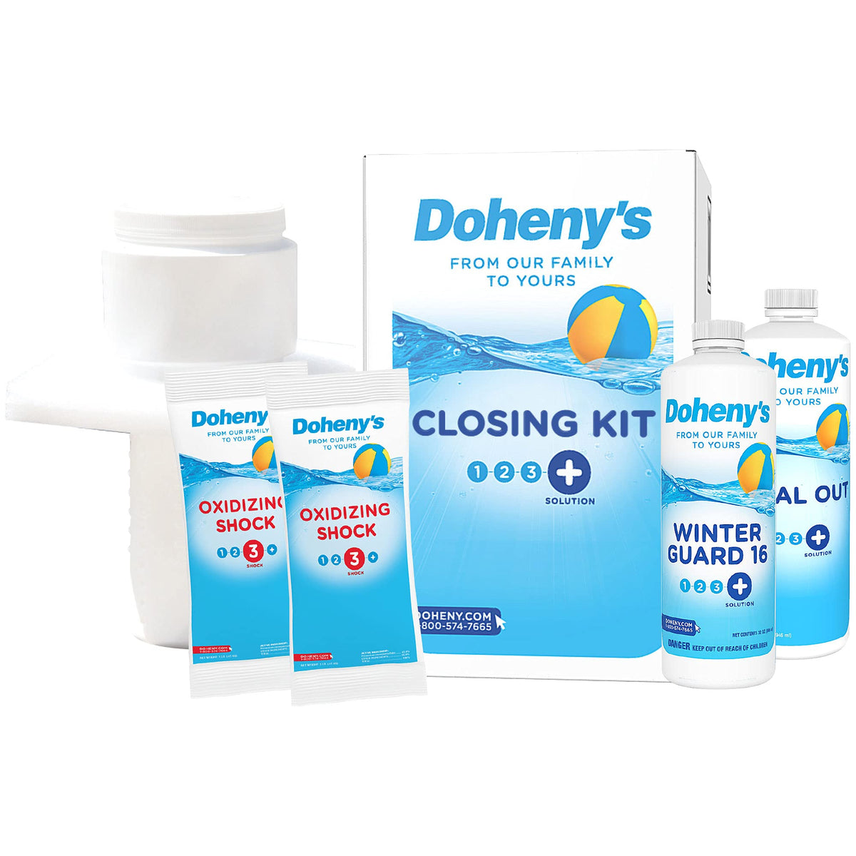 Doheny’s Ultimate Pool Closing Kit, Winterizing Chemicals for Above Ground Pools, Inground Pools, Includes Pool Shock, Algaecide, Stain Preventer, Treats up to 15,000 Gallons