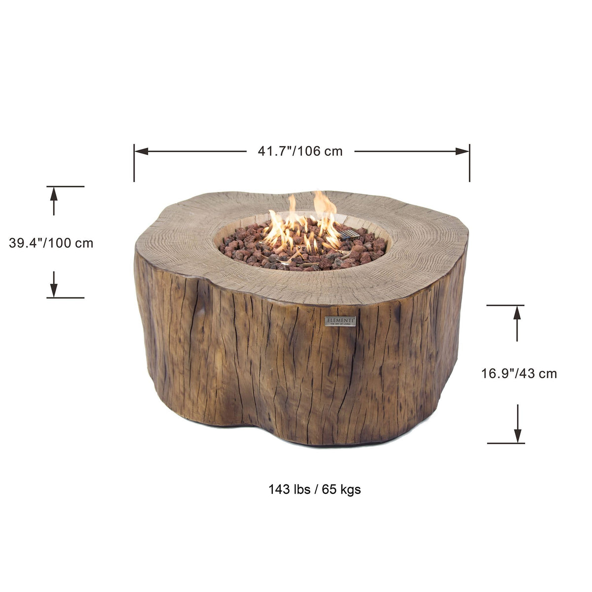 Elementi | Manchester Gas Fire Pit Cast Concrete Semi-Round Fire Table
