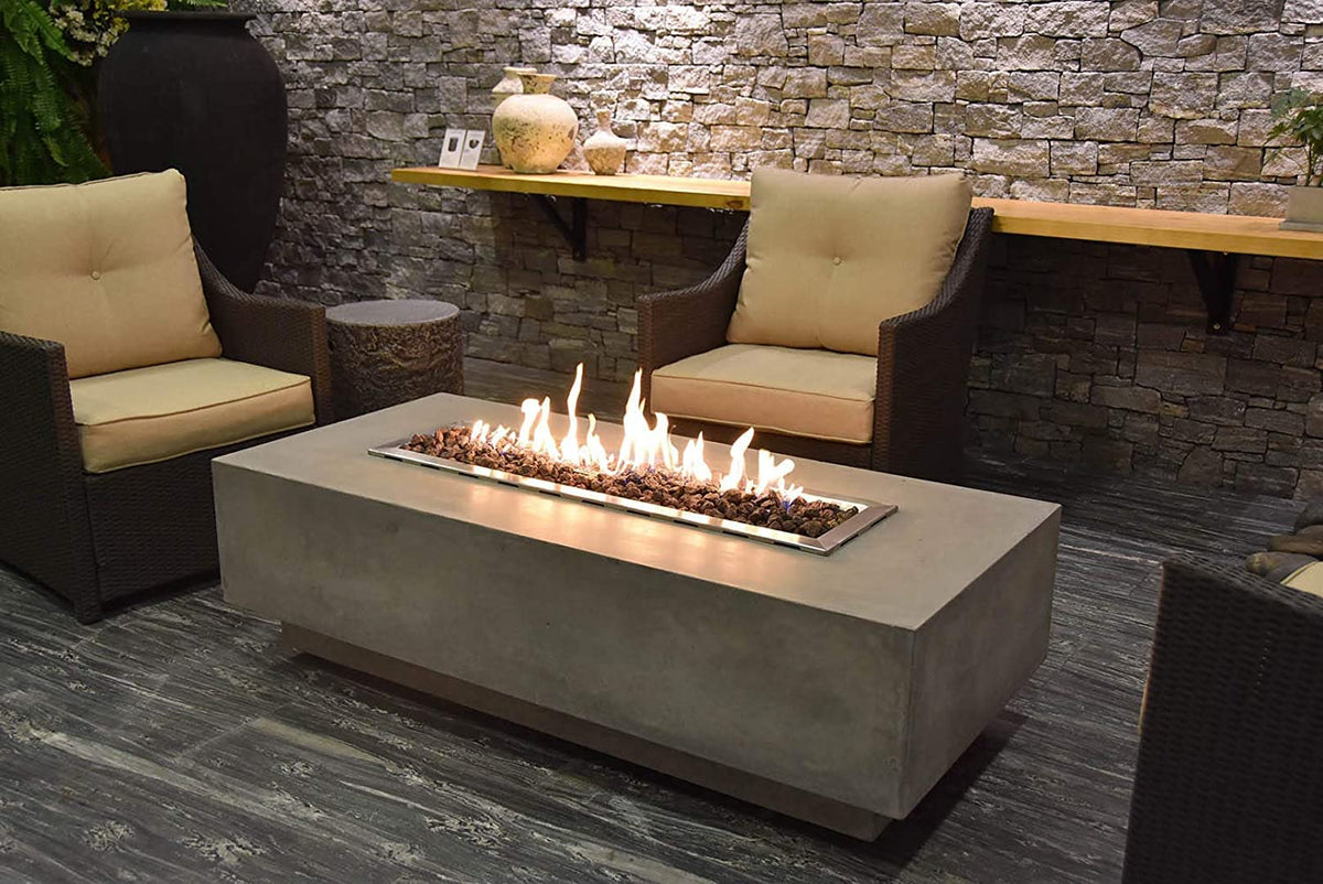Elementi | Granville Gas Fire Pit Cast Concrete 60" Rectangular Fire Table