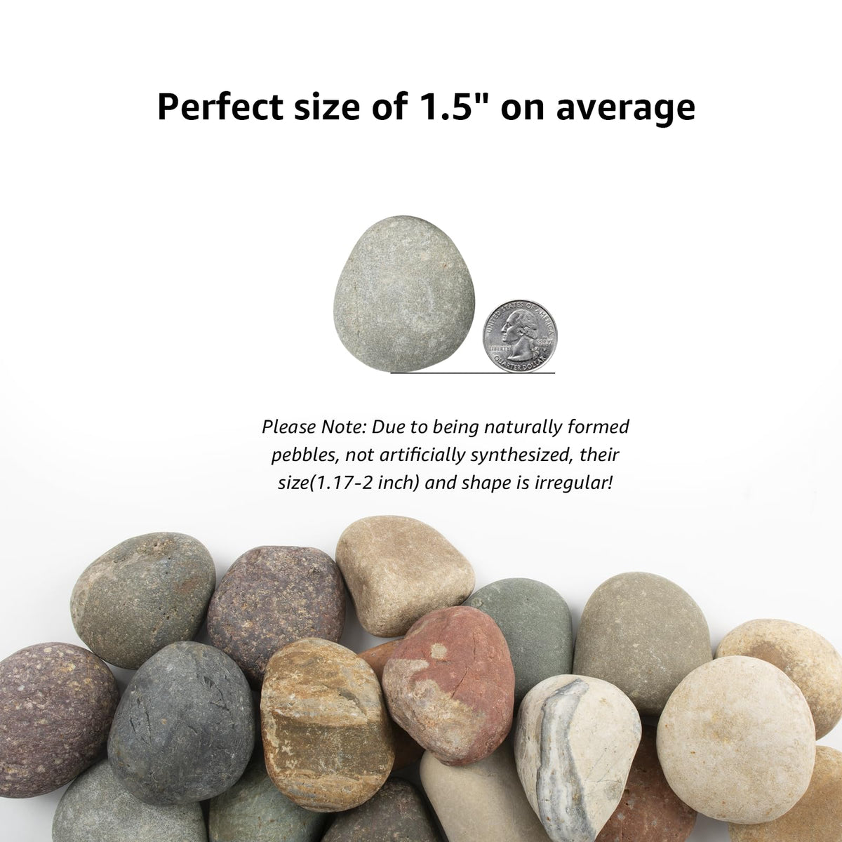 40 LBS Natural River Rocks – 3–4 Inch Decorative Stones for Landscaping, Aquariums, Gardens, Yard Paving, Large Planters, Walkways, and Rock Painting