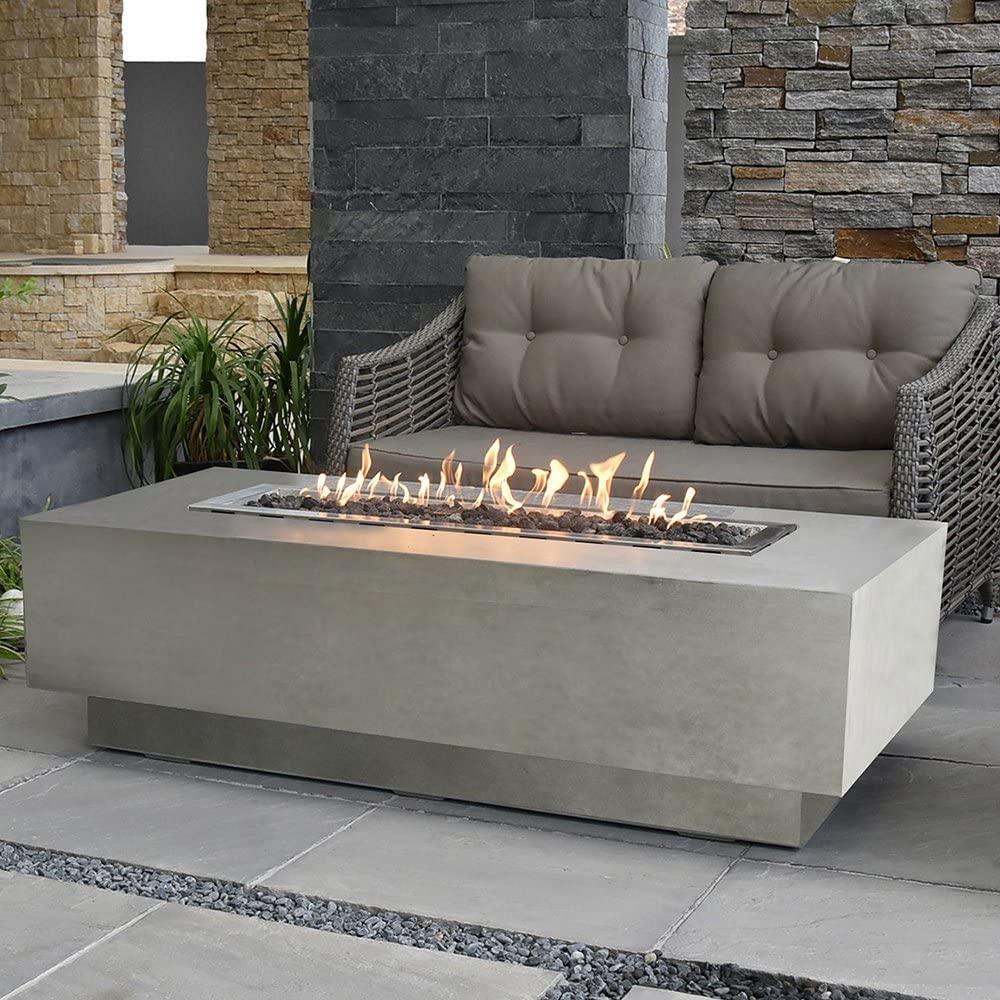 Elementi | Granville Gas Fire Pit Cast Concrete 60" Rectangular Fire Table