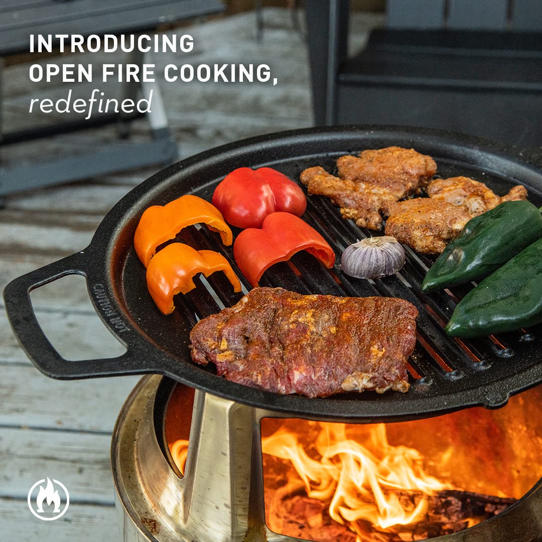 Solo Stove Bonfire Cast Iron Grill Cooking Bundle 2.0 | Smokeless Fire Pit Grill